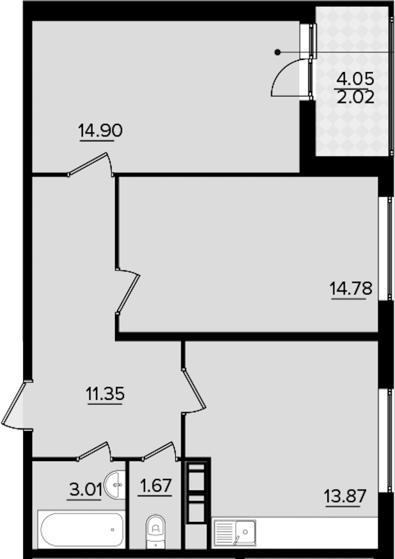 2-комнатная квартира 61.61 м², 7/11 эт., ЖК «Панорама Невы»